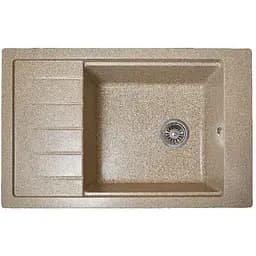 Гранітна кухонна мийка Romzha Patrat 78 Piesok (301) з крилом