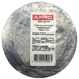 Лента стяжка монтажная перфорированная прямая металлическая Apro 18 x 0.55мм x 5м
