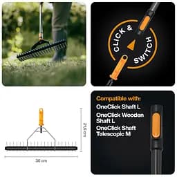 Граблі-аератор фрезеруючі для вичісування газонів Fiskars OneClick 36 см (1080679) - мініатюра 3