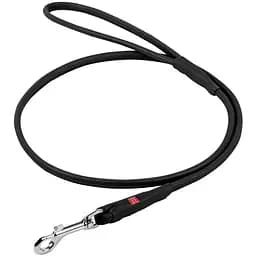 Повідець для собак Waudog Soft шкіряний, круглий, чорний