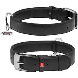 Нашийник для собак Waudog Glamour шкіряний з QR паспортом, без прикрас, L, Ш 35 мм, Дов 46-60 см