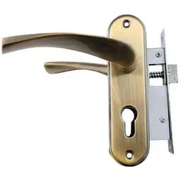 Замок врізний дверний з ручками на планці комплект FZB ЕТ-71157 АВ (бронза)