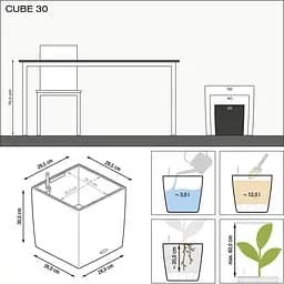 Вазон Lechuza Cube Premium 30/30/30 антрацит (16463) - мініатюра 3