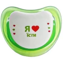 Пустушка латексна Курносики Я люблю їсти, ортодонтична, 0-6 міс., зелений (7018 0+ їсти)