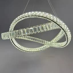 Підвісна кришталева LED-люстра з кільцями Linisoln 7108 CH хром 180 Вт 58 см для вітальні до 20 м2 - мініатюра 3