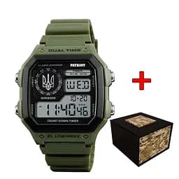 Наручные часы мужские 010AGUASI Тризуб срібло Зеленые + Коробка Patriot acs0031028