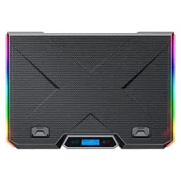 Підставка для ноутбука до 18" GamePro CP890, Black, RGB підсвічування, 6 x 70 мм вентилятор (2500 rpm), LCD-дисплей, метал/пластик, 2xUSB 2.0, 396 х 286 х 28 мм, 1000 г, регулювання швидкості вентиляторів та кута нахилу - мініатюра 2