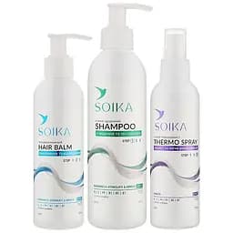Уцінка. Набір для волосся Soika 3в1: шампунь + бальзам + спрей-термозахист  - мініатюра 3