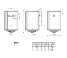 Бойлер електричний накопичувальний водонагрівач WHP Jack сухий ТЕН 80 л 2 кВт - мініатюра 4