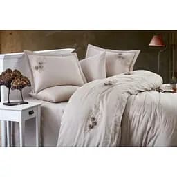 Комплект постільної білизни Dantela Vita Safir Beige з мереживом. Євро Різнокольоровий 000230311