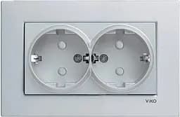 Розетка VIKO Novella подвійна із заземленням штепсельна Срібляста (93000056)