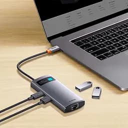 USB-Хаб Baseus USB-HubBaseus Metal Gleam Series 4-in-1 Multifunctional Type-C HUB Docking Station Gray （Type-C to U (WKWG070113) - мініатюра 5