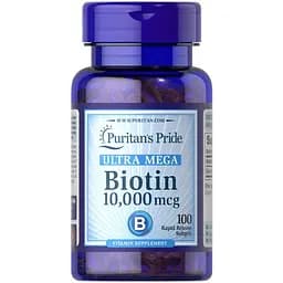 Витамины и минералы Puritan's Pride Biotin 10000 mcg, 100 капсул