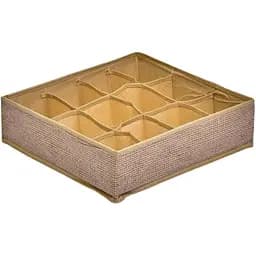 Коробка-органайзер Stenson R89761 для зберігання білизни 30х30х10 см 12 відділень бежева (35585)