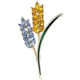 Брошь пшеница желто-голубая пополам колоски символ Украины