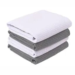 Набір 4 кухонні вафельні рушники Aquarius мікрофібра 40 х 60 см Білий та Сірий - М'які Суперпоглинаючі