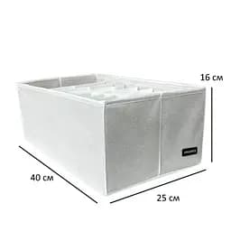 Короб  ORGANIZE для зберігання довжиною 40 см на 8 комірок - 40*25*16 cм (білий) - мініатюра 4