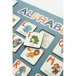 Дерев'яна абетка-вкладиш англійська ALPHABET 3240-03-002 синя 29х39 см - мініатюра 2