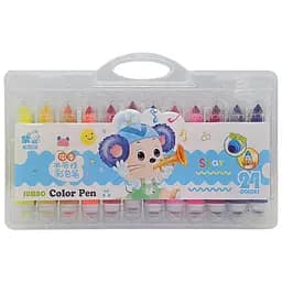 Дитячий набір фломастерів Jumbo 209-24 (Blue) зі штампиком 24 кольори