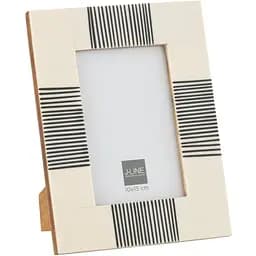 Фоторамка J-Line дерев'яна 10х15 см бежева з чорними смужками (26898)