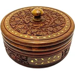 Шкатулка кругла рожеве дерево 17х9 см