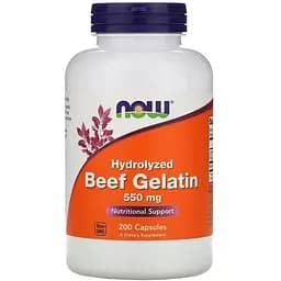 Препарат для суглобів і зв'язок NOW Beef Gelatin 550 mg, 200 капсул