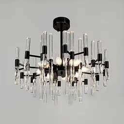 Розкішна чорна люстра із скляними паличками Ø 55 см | Арт. MJ 139/10 BK | Line F