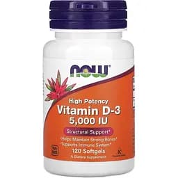 Вітаміни та мінерали Now Vitamin D3 5000 IU 120 капсул