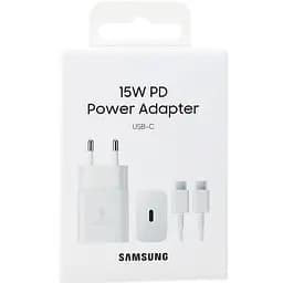 Samsung Зарядний пристрій мережевий 15Вт USB-С, кабель USB-C > USB-C, 1 м, білий - мініатюра 5