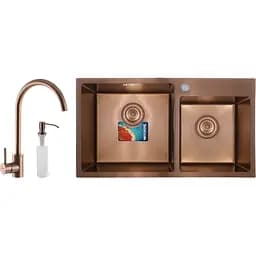 Набір Mixxus SET-7843D-220x1.0-PVD (мийка+змішувач+диспенсер) (MX0586)