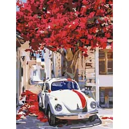 Картина по номерам Brushme Авто на цветущей улице 30x40 см