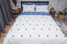 Комплект постільної білизни Moon&Star Бязь Gold Люкс Peas Blue King Size 220x240 наволочки 4х50х70 - мініатюра 2