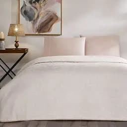 Постільна білизна з жаккардовим покривалом-піке Tresor Pudra / простирадло на резинці Tac pbe0051417