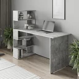 Стол компьютерный современный письменный с полочками из ДСП II FST-24 Бетон