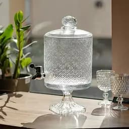 Диспенсер для напоїв Yiwu Лимонадниця Lace HP-19-287 4.5л з краном скляна прозора