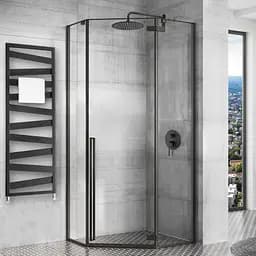 Душова кабіна Rea Diamond 80x80 black mat REA-K6900, Чорний матовий, Універсальна, прозорий - мініатюра 2