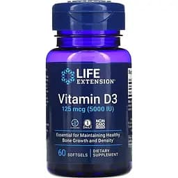 Витамины и минералы Life Extension Vitamin D3 5000 IU, 60 капсул
