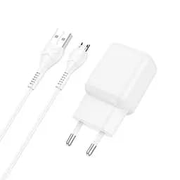 Адаптер сетевой HOCO Micro USB cable single port charger set C96A белый