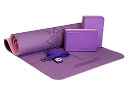 Набор для йоги и фитнеса EasyFit Polarity Set (коврик, два блока и ремень) фиолетово-розовый (EF-2421s-VP)