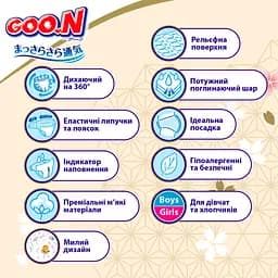Підгузки Goo.N Premium Soft 5 XL (12-20 кг) 40 шт. на липучках для дітей унісекс - мініатюра 7
