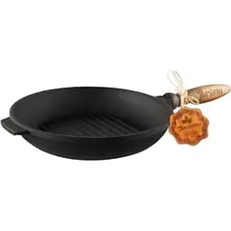 Сковорода Maysternya чугунная литая гриль круглая 24х4см (Т308Ук)