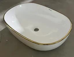 Умивальник накладний Mixxus Premium Ellipse-0105 Edge Gold 600x400x150 мм MP6564, Білий - мініатюра 5