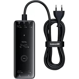 Зарядний пристрій Baseus Digital GaN Intelligent Desktop Fast Charger 240W (3xType+C+USB+DC) (With Cable DC to DC black (P10163901113-00) - мініатюра 4