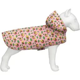Дощовик-накидка з капюшоном для собак Waudog Clothes, малюнок "Авокадо на рожевому",L, А 48-52 см, B 60-70 см, С 42-52 см