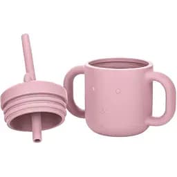 Силіконова чашка дитяча FreeOn з ручками і соломинкою pink