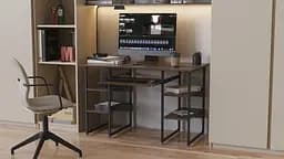 Компьютерный стол Ferrum-decor Тим 75x140x70 черный ДСП Дуб Сонома Труфель 16мм (FRD-103982)