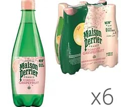 Perrier Grapefruit, Упаковка 6 шт. х 0,5 л, Вода мінеральна зі смаком Грейпфруту Пер'є, без цукру, ПЕТ