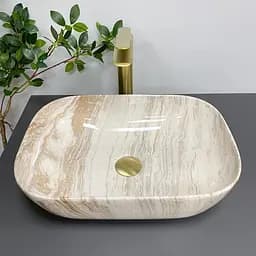 Умивальник VBI Ravenna travertine glossy накладний VBI-011204 - мініатюра 3