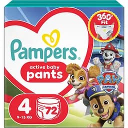 Підгузки-трусики Pampers Active Baby Pants Щенячий патруль Розмір 4 (9-15 кг) 72 шт. 