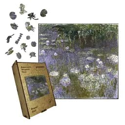 Дерев'яний фігурний пазл Водяні Лілії, А1, Дерев'яна коробка 500+ елементів